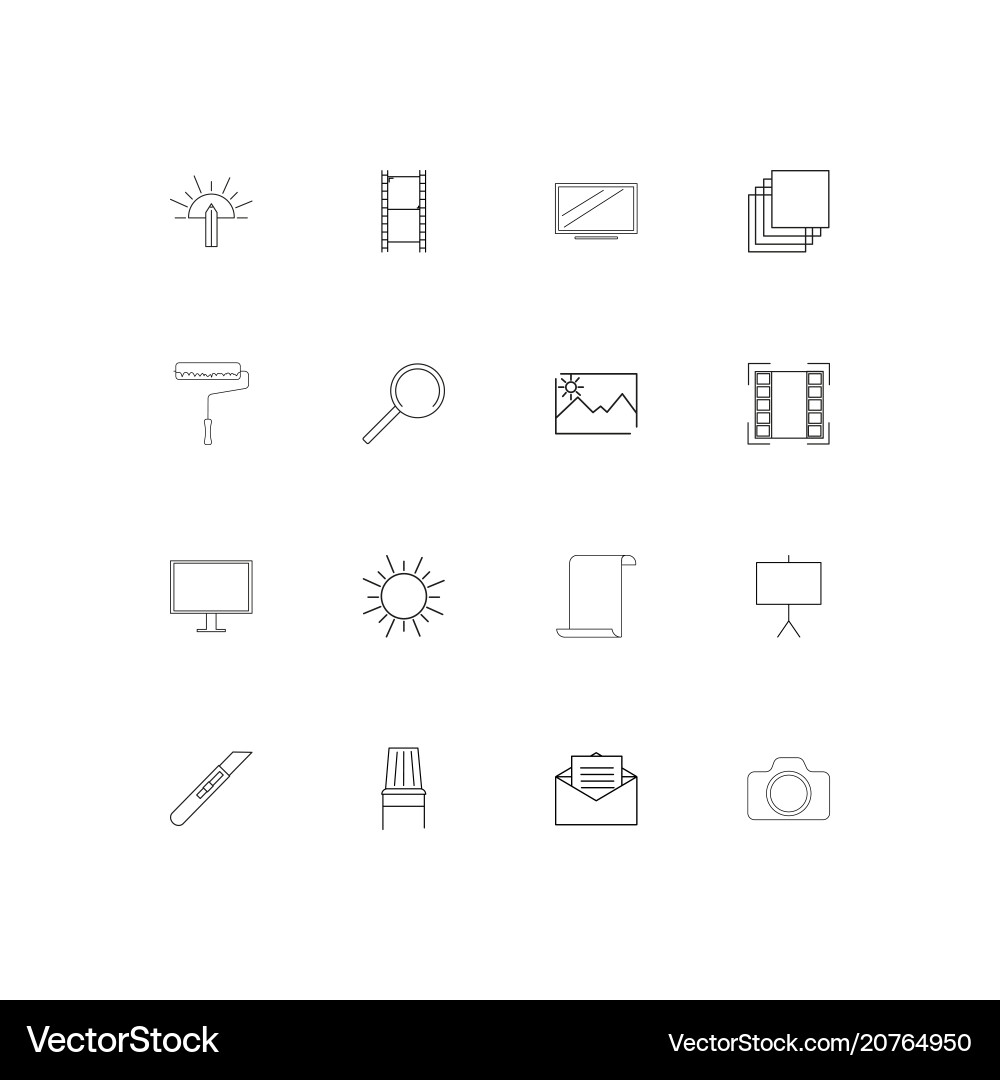 Creative process and design linear thin icons set Vector Image