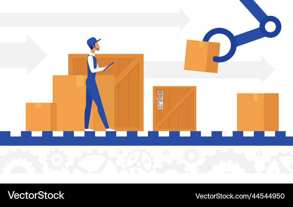 Delivery automation control worker working Delivery automation control worker working Vector Image