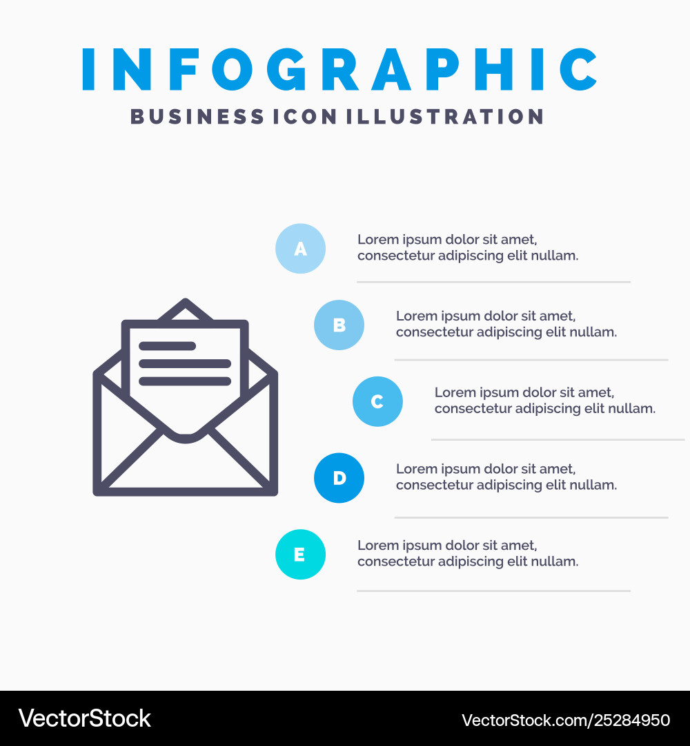 Email mail message text line icon with 5 steps Email mail message text line icon with 5 steps vector image