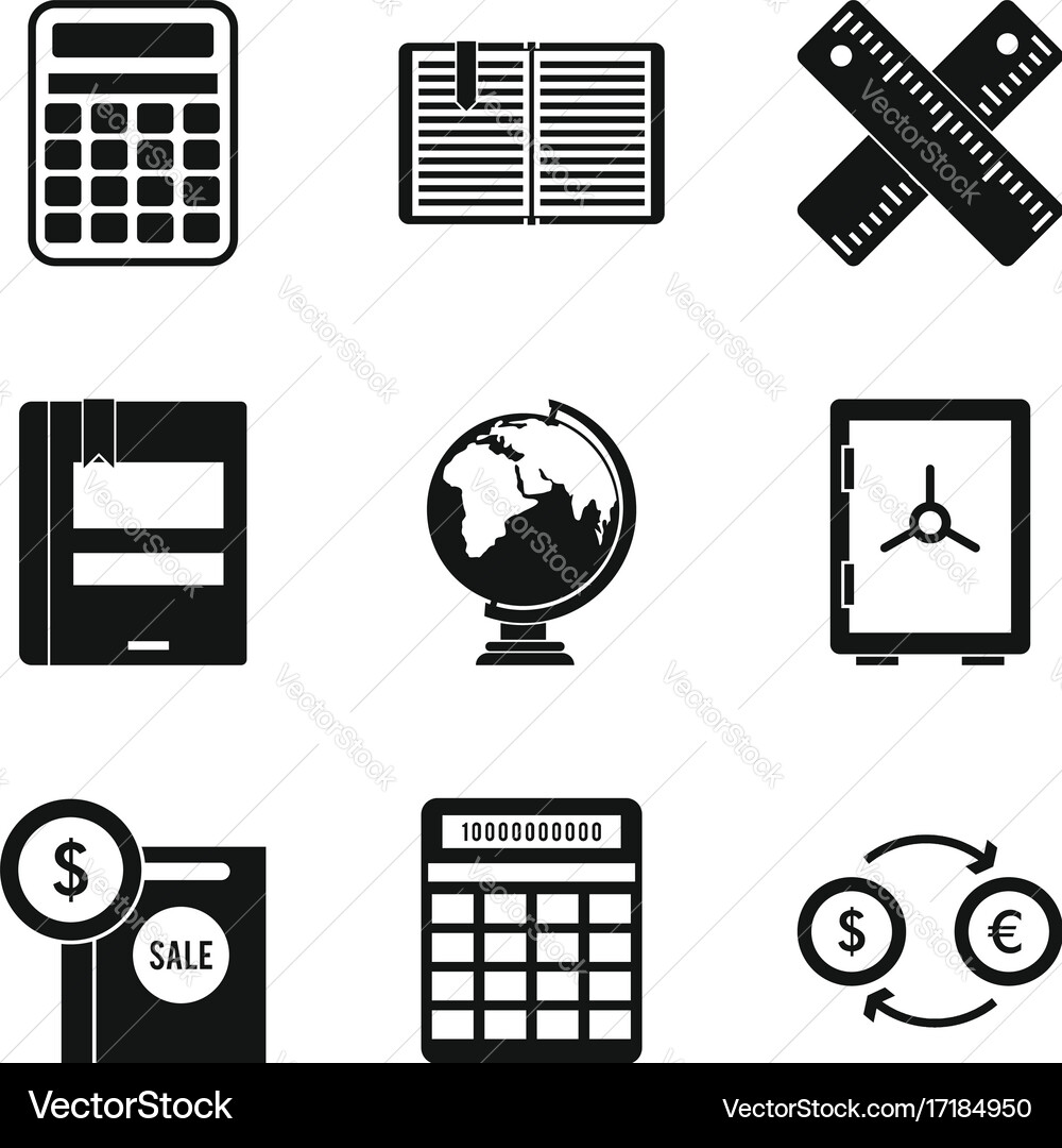 Estimation icons set simple style vector image