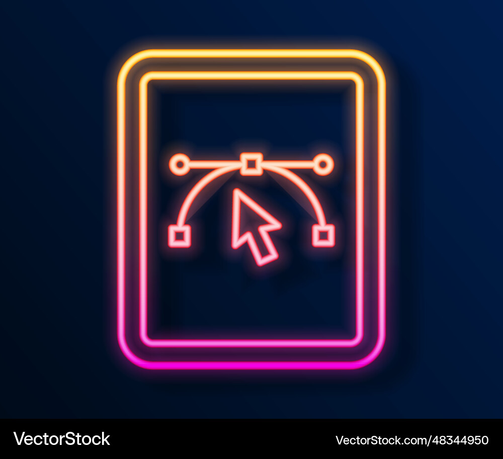 Glowing neon line computer display with design Glowing neon line computer display with design vector image