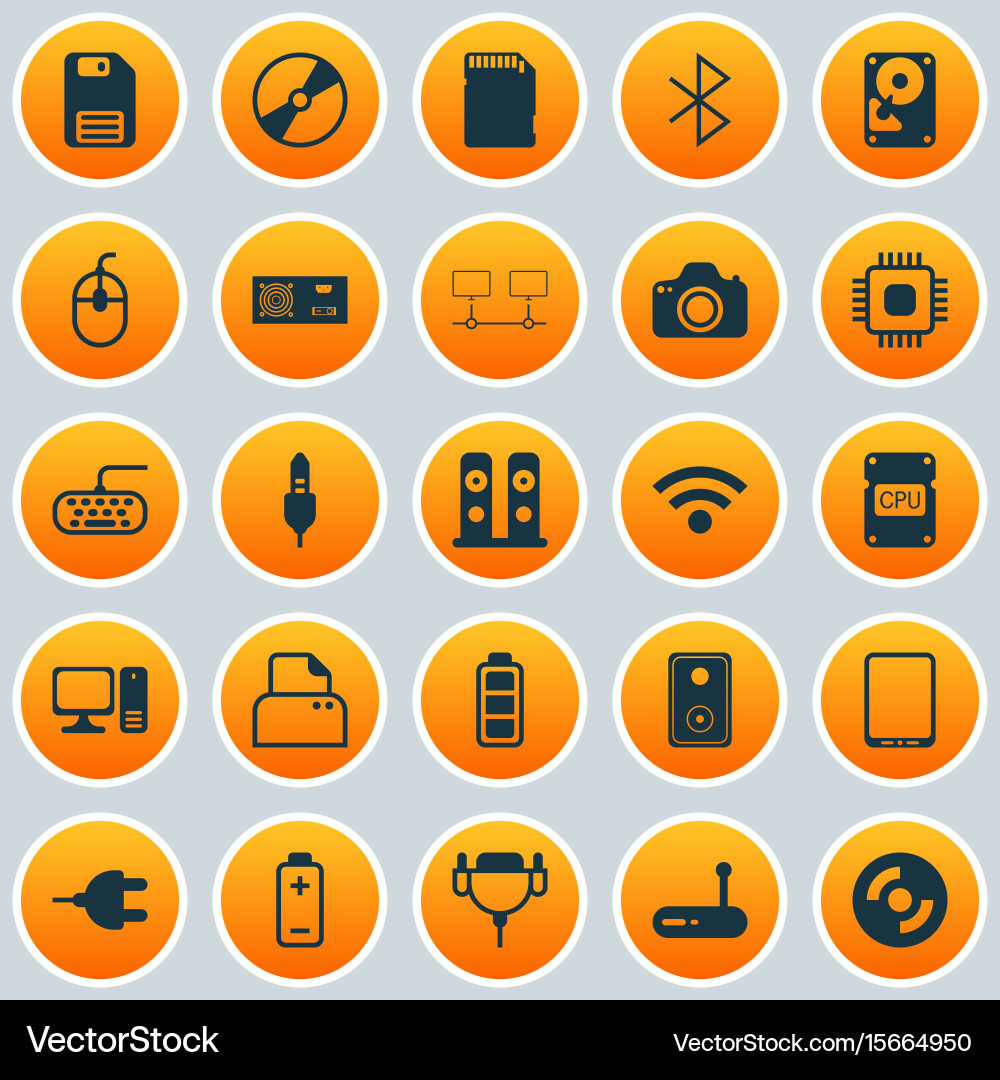 Hardware icons set collection of power generator vector image