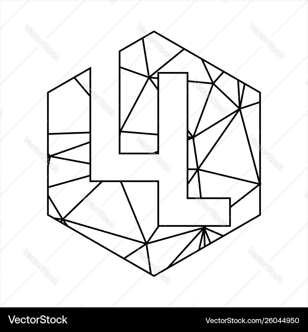 Ll geometric triangle block chain font Ll geometric triangle block chain font vector image