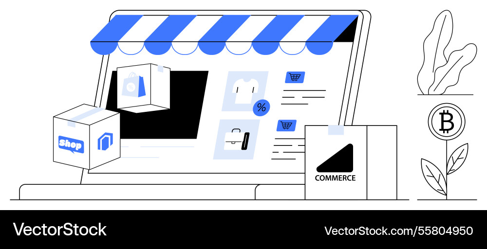 Online store setup with e-commerce platform Online store setup with e-commerce platform vector image