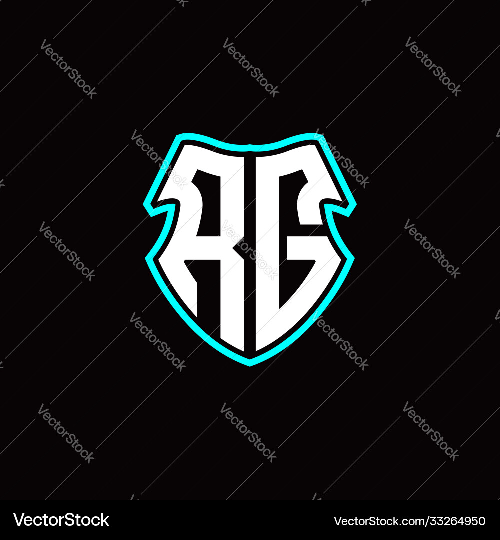 R g initial logo design with a shield shape R g initial logo design with a shield shape vector image