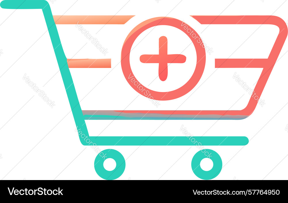 Shopping cart with add functionality icon design vector image