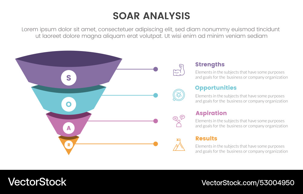 Soar analysis framework infographic with 3d Soar analysis framework infographic with 3d vector image
