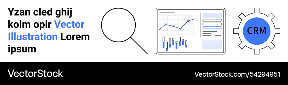 Business data analysis and crm interface with text Business data analysis and crm interface with text vector image