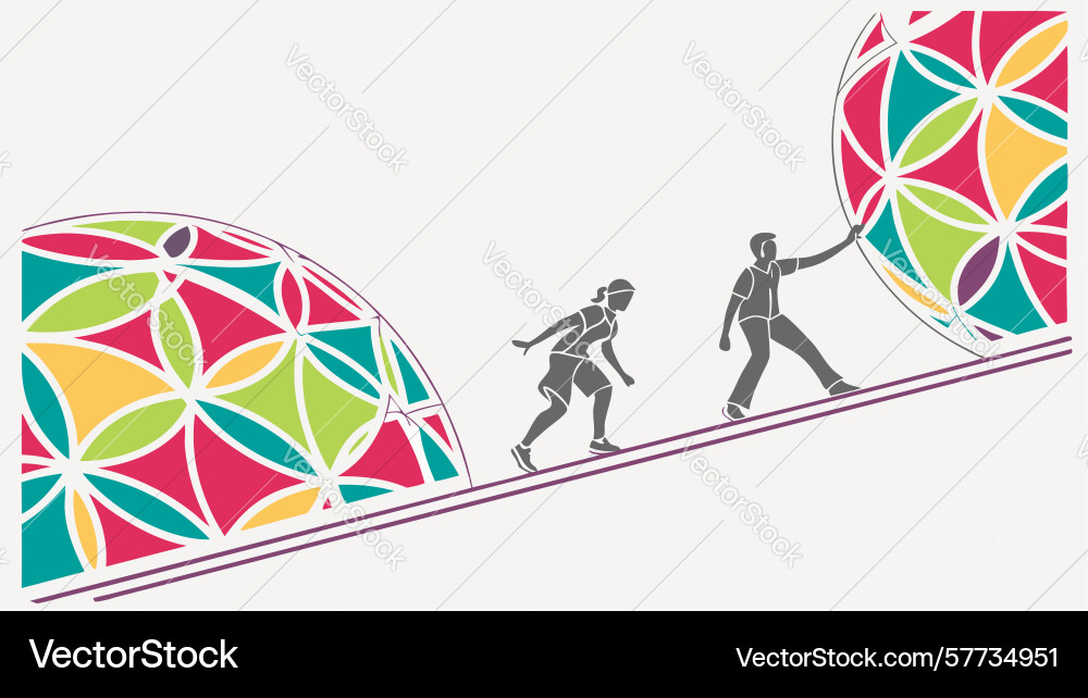 Collaborative building people constructing Vector Image