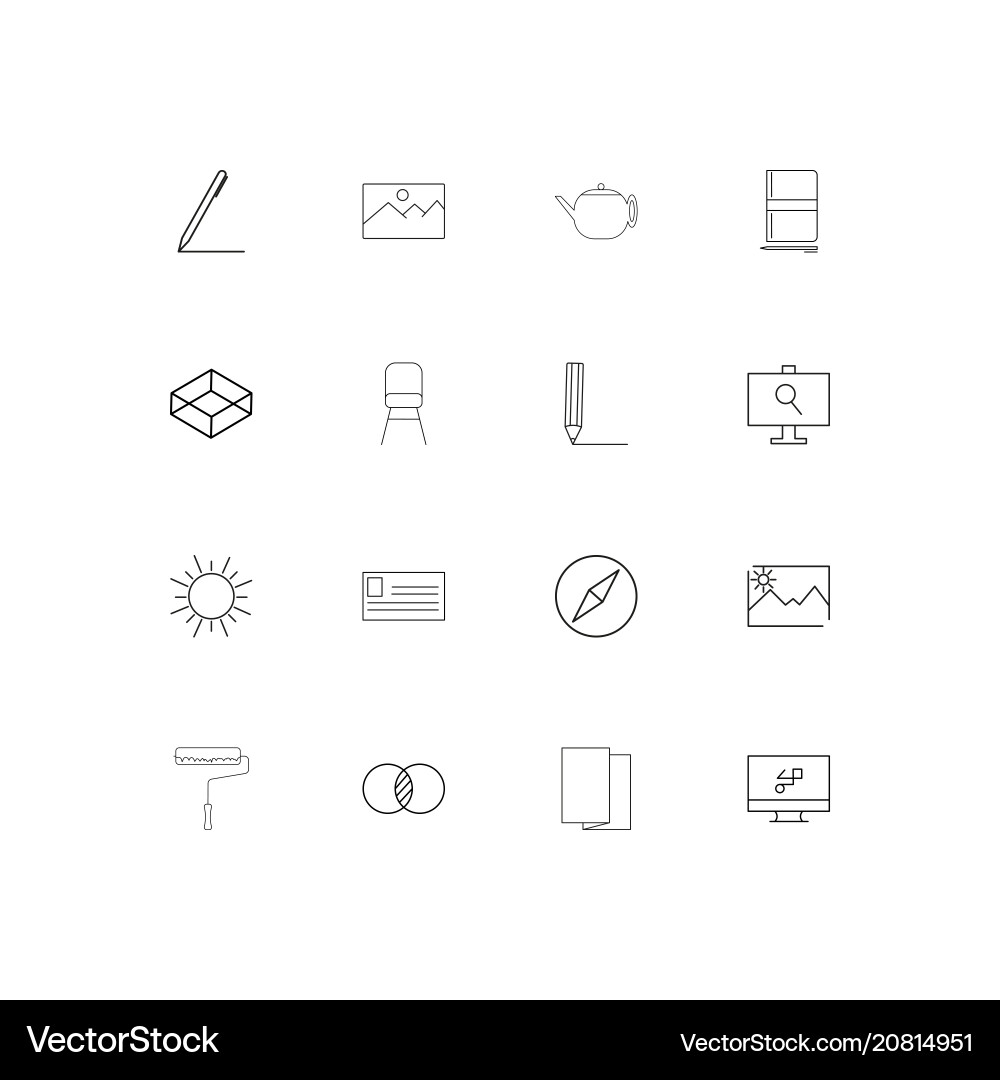 Creative process and design linear thin icons set vector image