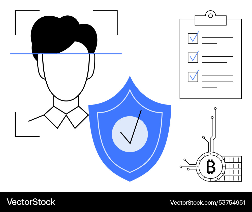 Data security and verification with biometric Data security and verification with biometric vector image