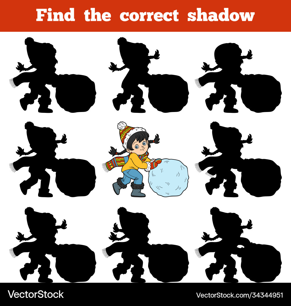 Find correct shadow game for children girl Vector Image