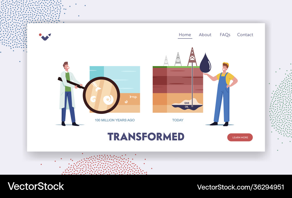 Fossil resource exploring landing page template Vector Image