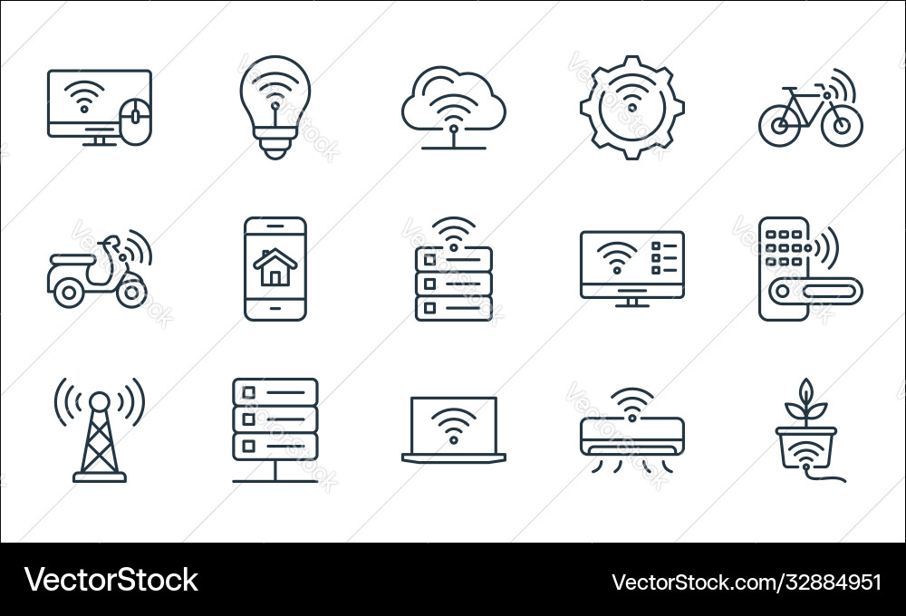 Internet things line icons linear set quality Internet things line icons linear set quality Vector Image