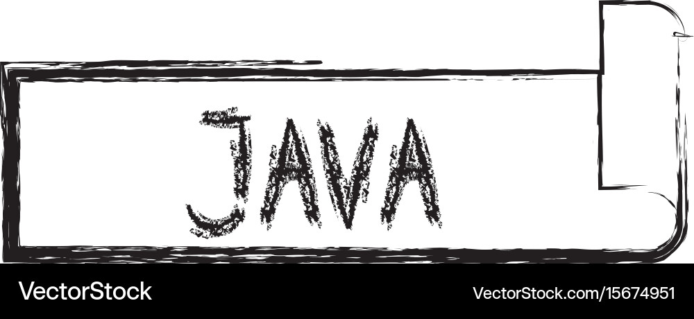 Monochrome blurred silhouette label text of java vector image