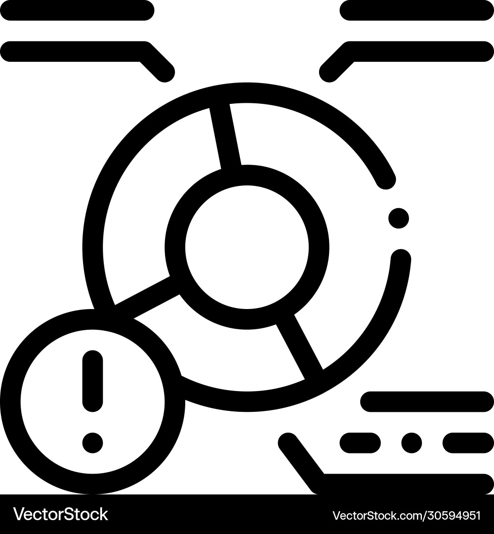 Pie chart error icon outline Vector Image