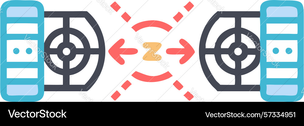 Power transfer module with energy flow tech vector image