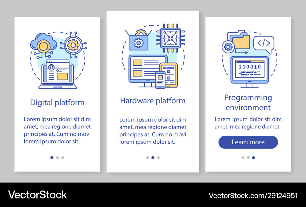 Programming onboarding mobile app page screen Programming onboarding mobile app page screen Vector Image