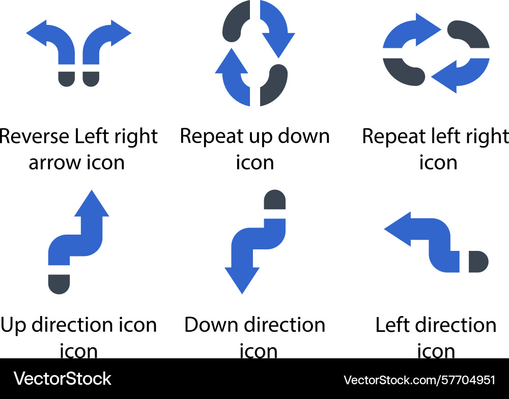 Reverse left right repeat up down Vector Image