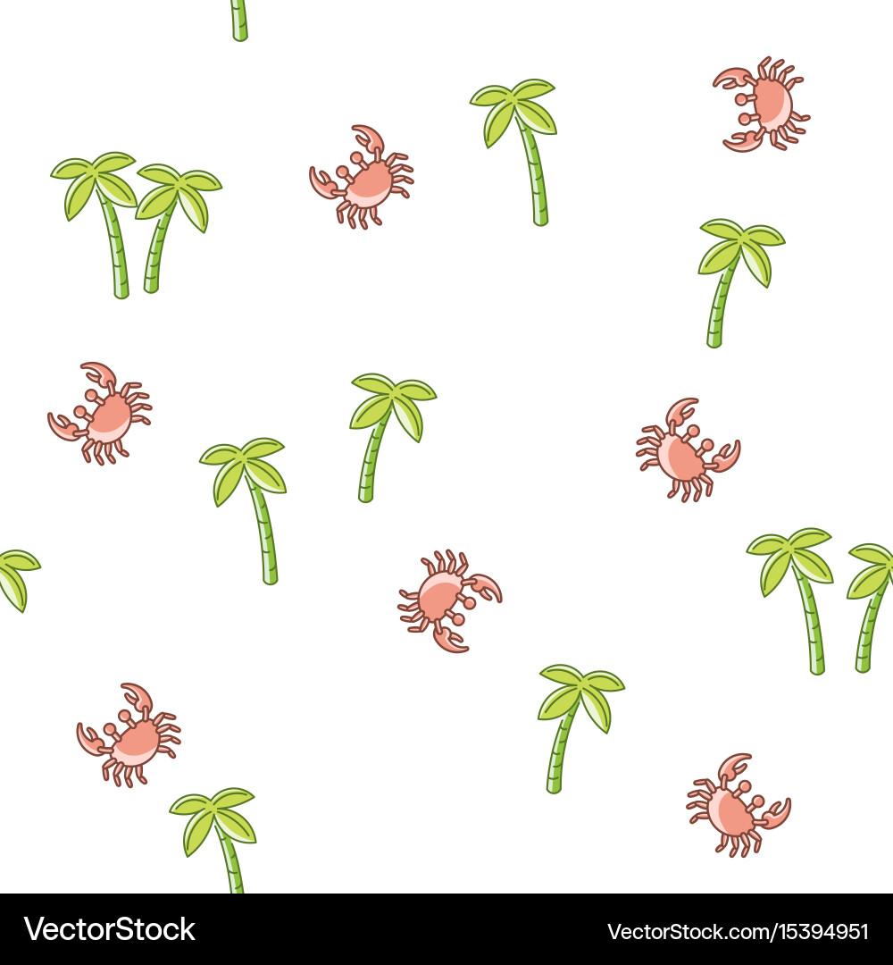 Seamless pattern palm tree and crab vector image