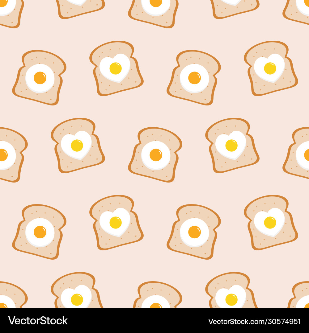 Seamless pattern with fried eggs on toast Seamless pattern with fried eggs on toast vector image