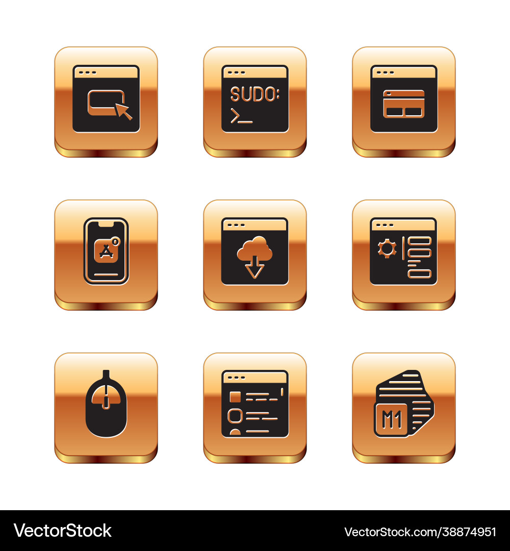 Set browser files computer mouse cloud vector image