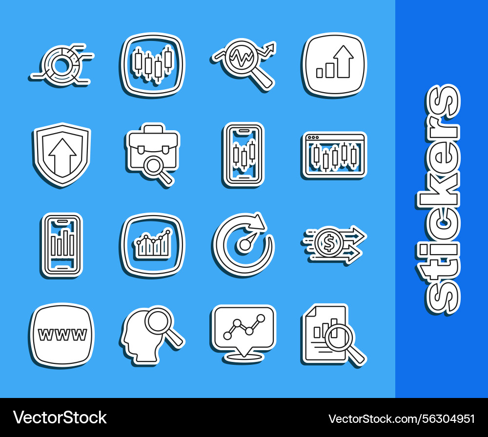 Set line document with graph chart financial Set line document with graph chart financial vector image