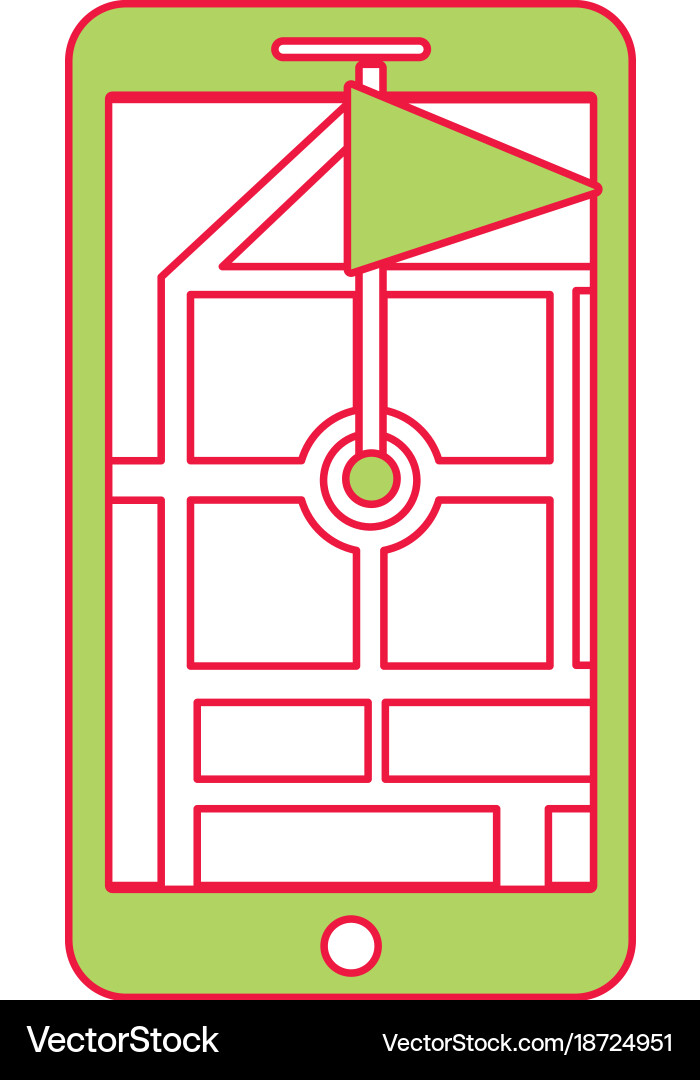 Smartphone gps navigation map and pin flag marker Vector Image