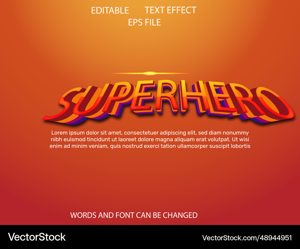 Super hero text effect editable cartoon template Vector Image