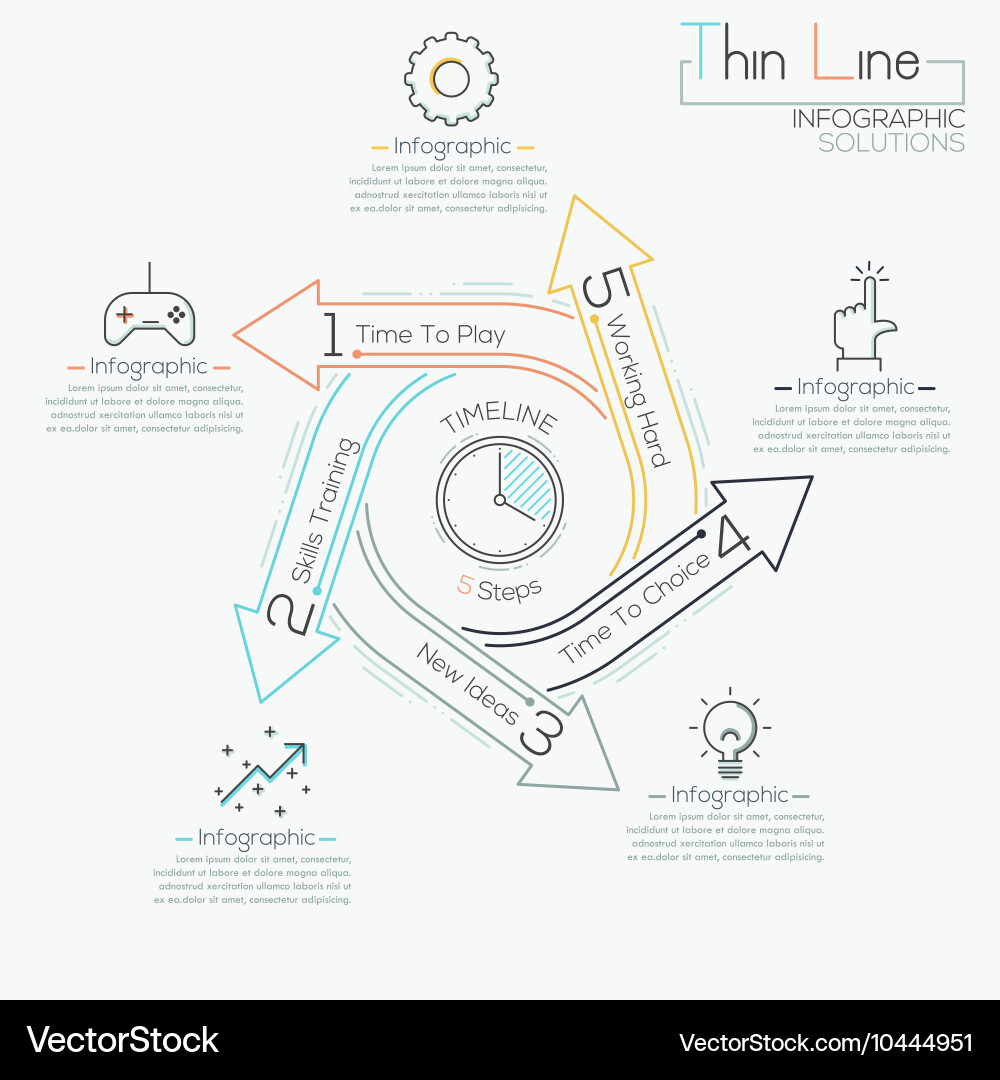 Thin line minimal arrow business cycle template Vector Image