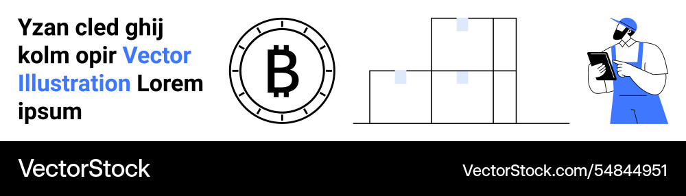 Worker checking inventory with bitcoin symbol Worker checking inventory with bitcoin symbol Vector Image