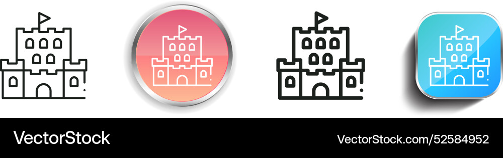Castle icon thin linear regular and button style vector image