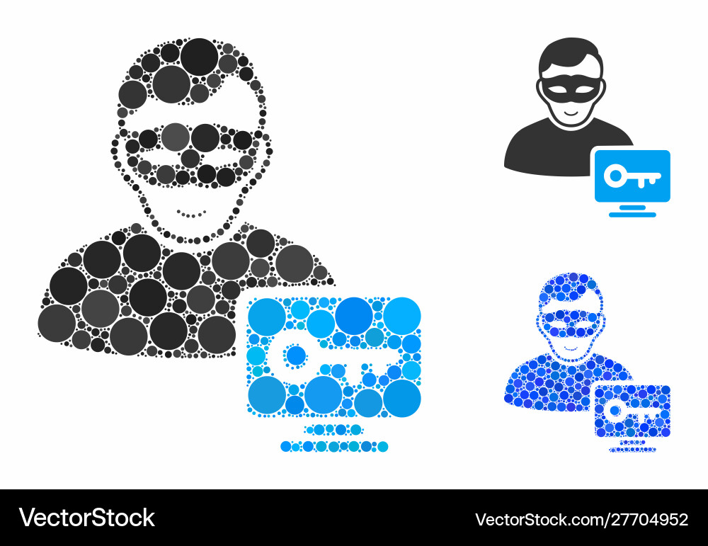 Computer hacker composition icon circle dots Computer hacker composition icon circle dots vector image