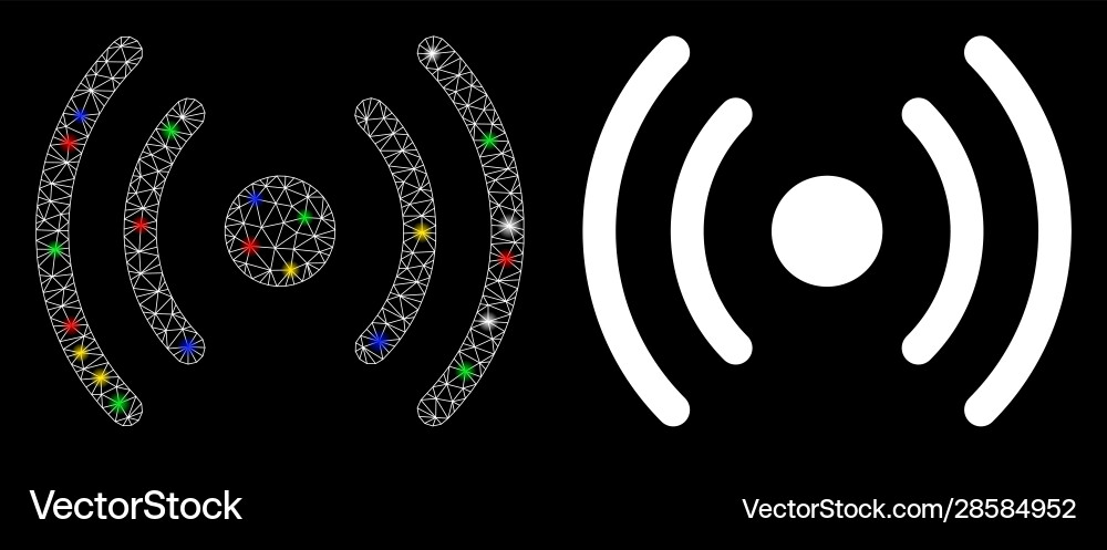 Flare mesh 2d wi-fi source icon with spots Flare mesh 2d wi-fi source icon with spots vector image