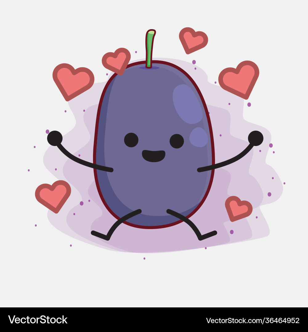 Java plum fruit cute character with simple face vector image