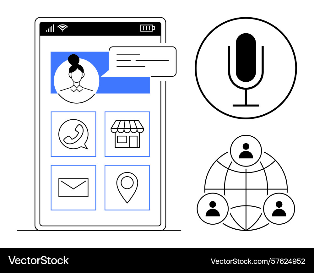 Mobile communication interface with messaging Mobile communication interface with messaging vector image