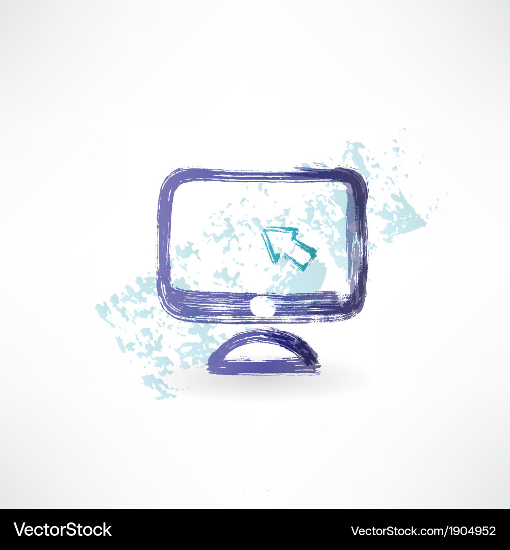 Monitor with cursor grunge icon vector image