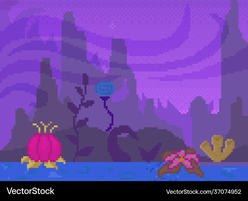 Pixel game interface layout design dark alien Vector Image