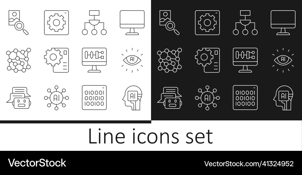 Set line humanoid robot artificial intelligence Vector Image