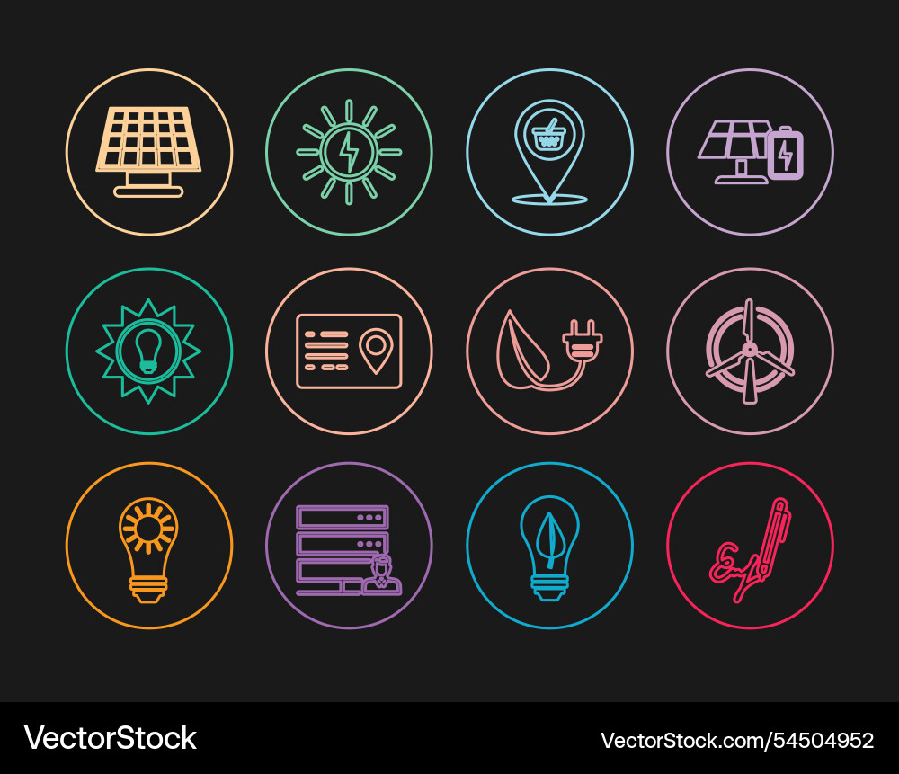 Set line signature rotating wind turbine location Set line signature rotating wind turbine location vector image