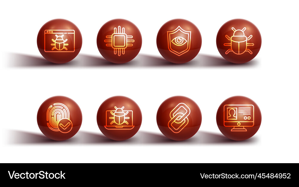 Set line system bug fingerprint chain link Vector Image