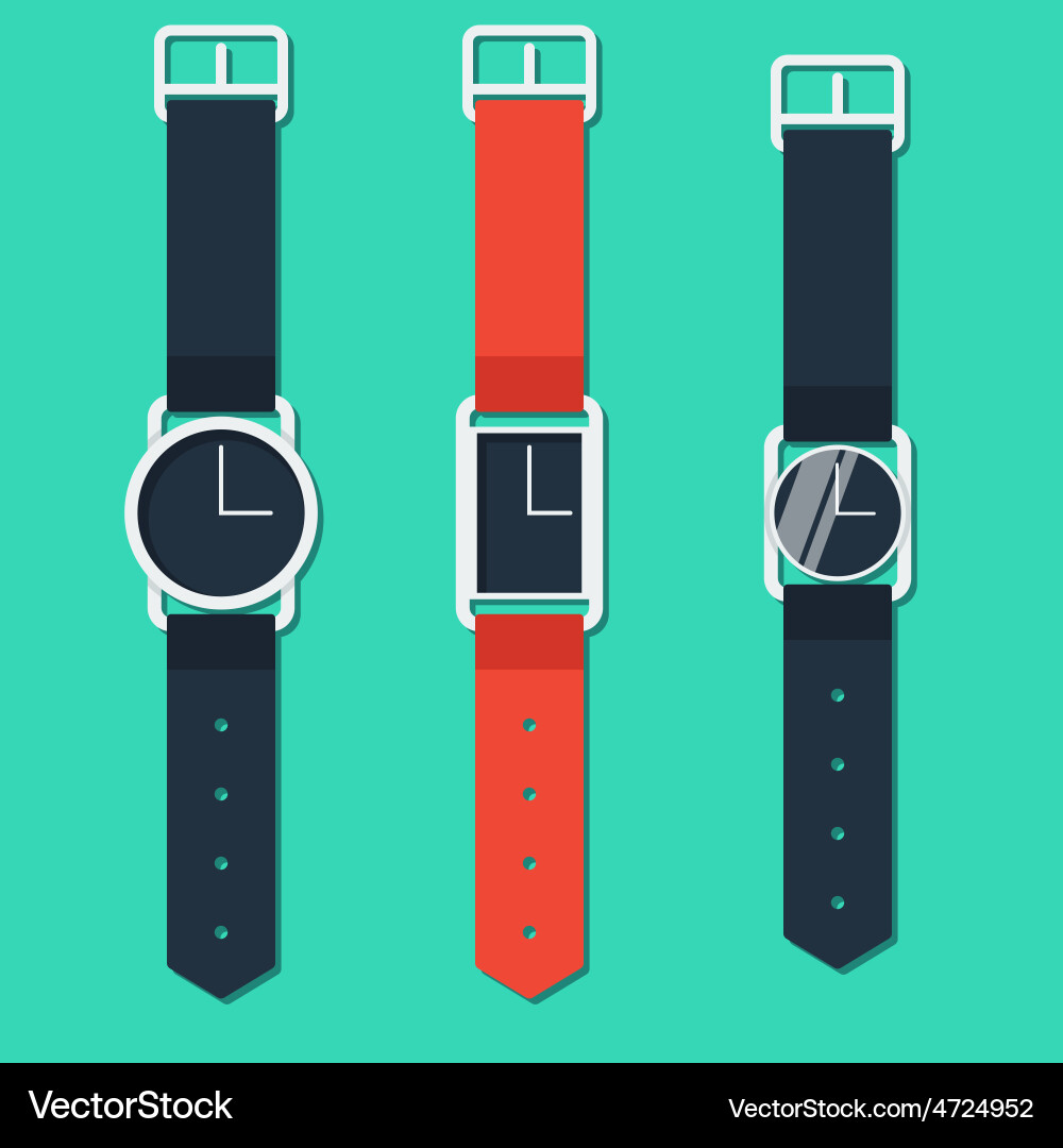 Set of hours on hand different form in flat style vector image