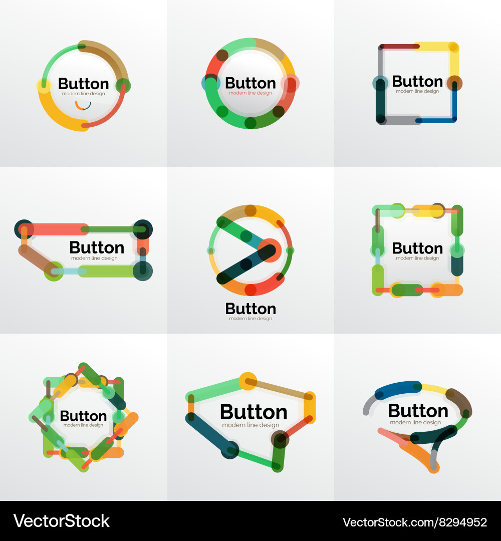 Thin line design geometric button set flat vector image