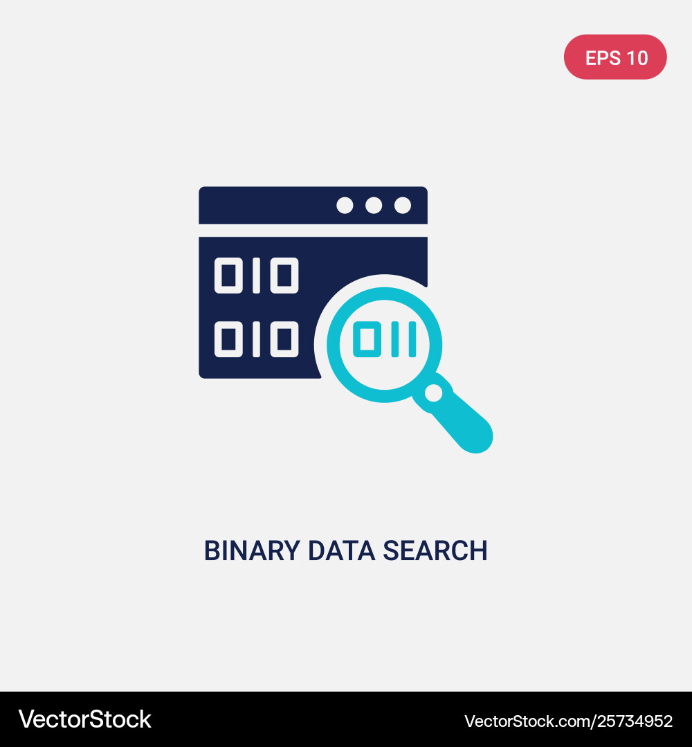 Two color binary data search icon from business Two color binary data search icon from business vector image