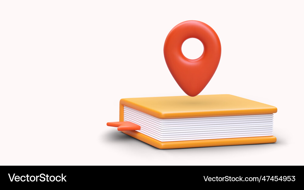 3d closed book with red geotag alphabetical index 3d closed book with red geotag alphabetical index Vector Image