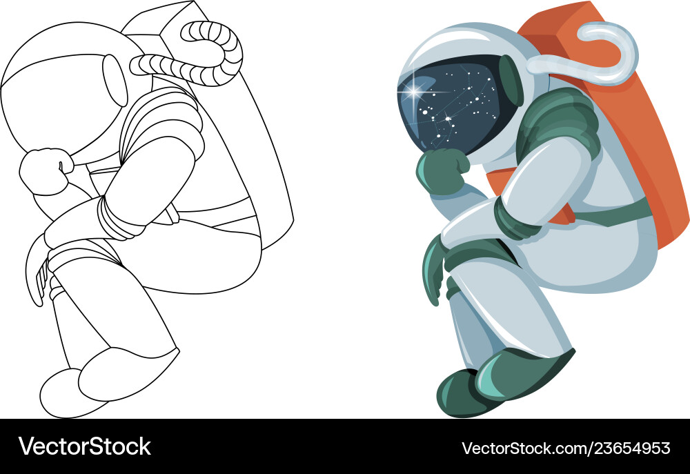 Cartoon Astronaut Denken oder suchen Lösung Vektorbild