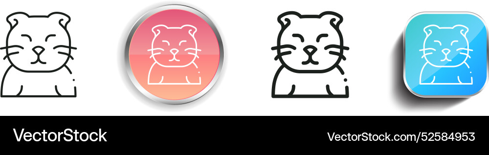 Cat icon thin linear regular and button style Vector Image