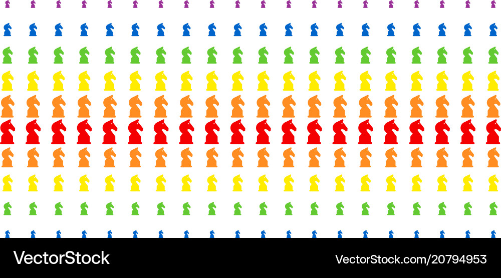 Chess horse shape halftone spectral array vector image