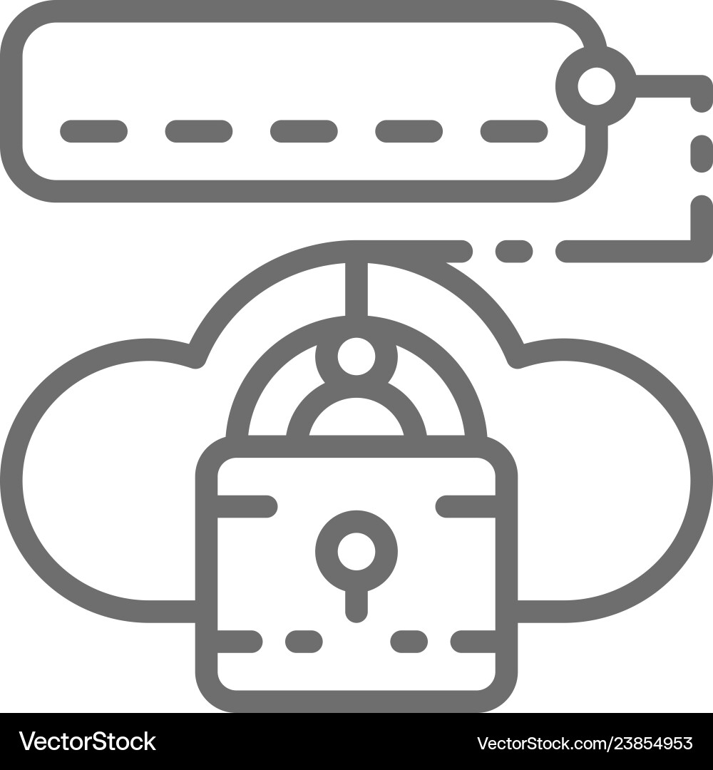 Cloud lock with password data security line icon Cloud lock with password data security line icon vector image