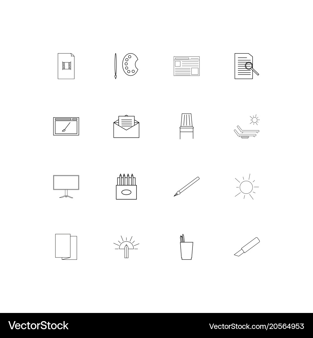 Creative process and design simple linear icons vector image